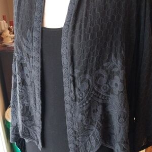 Johnny Was Black Floral Embrodered Kimono